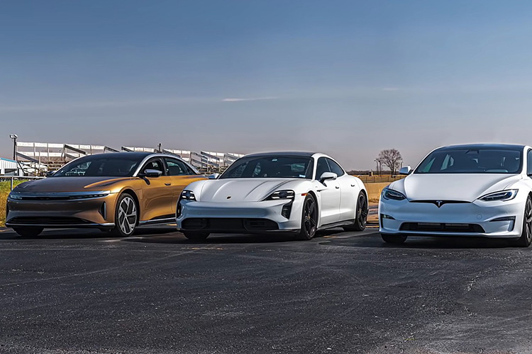 Porsche Taycan Turbo S, Lucid Air, Tesla Model S Plaid